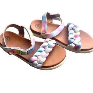 Wonder Nation Girls Rainbow Braided Sandals Size 9 Toddler Ankle Strap
